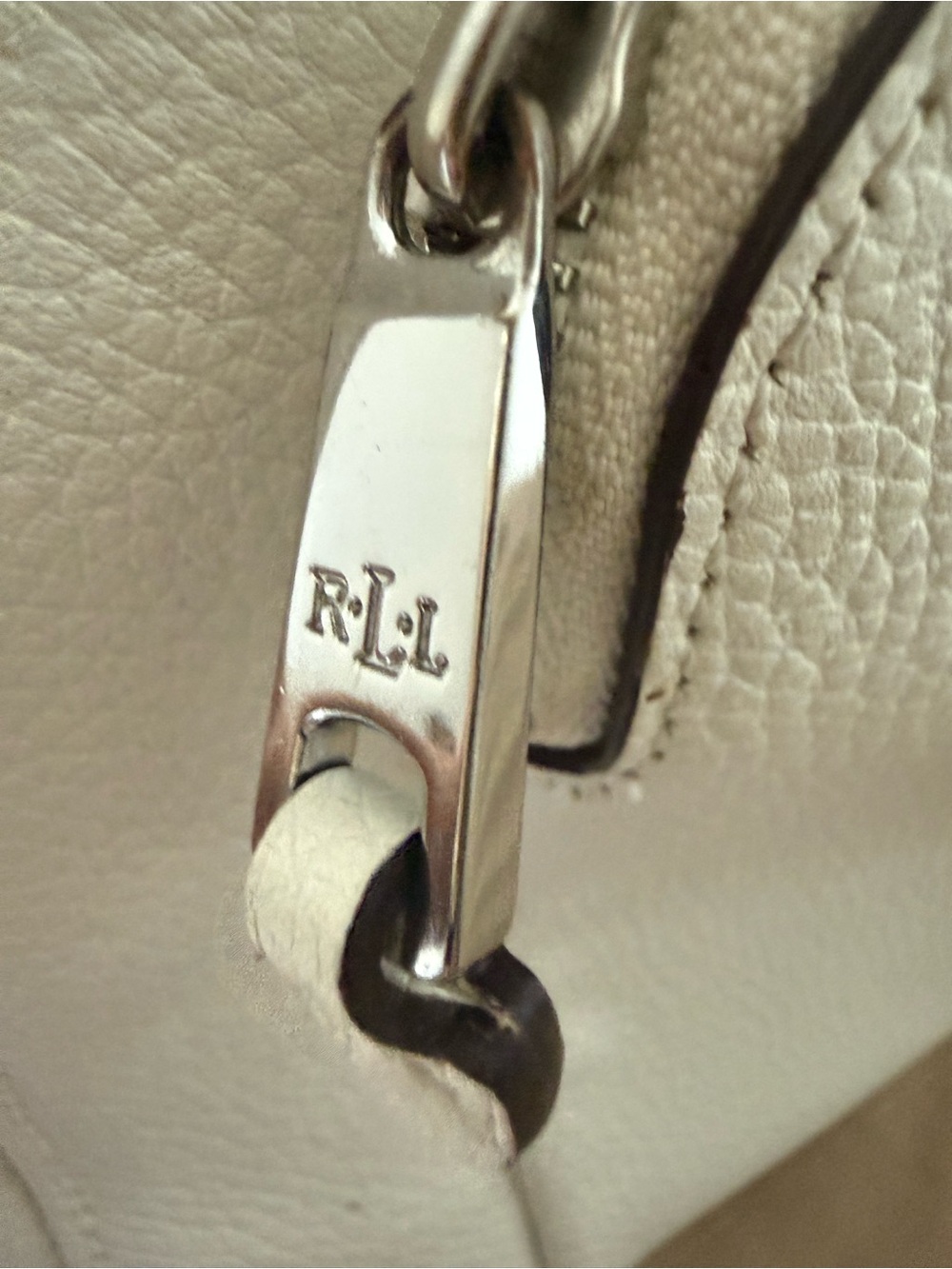 Lauren Ralph Lauren Lowell Tote White Pebbled Leather I - Picture 5 of 16